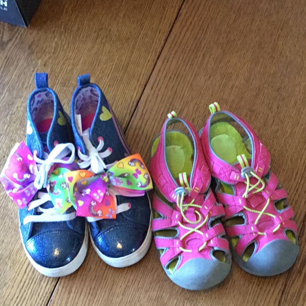 Big girls size 3 shoes, one JoJo Siwa and sandals are Sonoma
